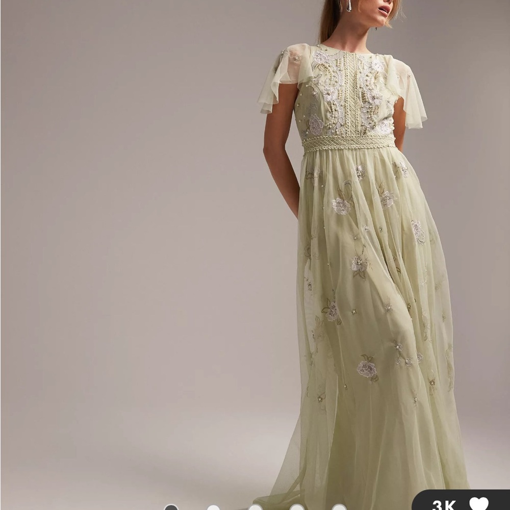 Asos Sage Green Embellished Bridesmaid Dress